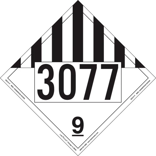 LabelMaster®ZEZ19-77 Miscellaneous Dangerous Goods Placard, UN 3077, Removable Vinyl, 25/Pack