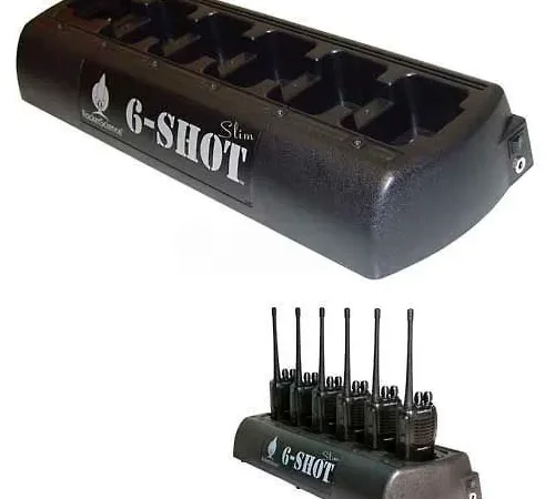 6-Shot" Slim 6-Unit Battery Charger for Motorola CP200 Radios with Six 6-SHOT-CP200 Pods