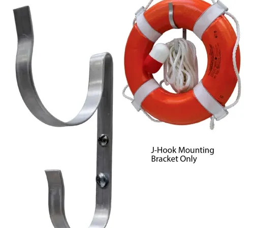 Kemp USA Ring Buoy J-Hook Mounting Bracket, Aluminium, Gray