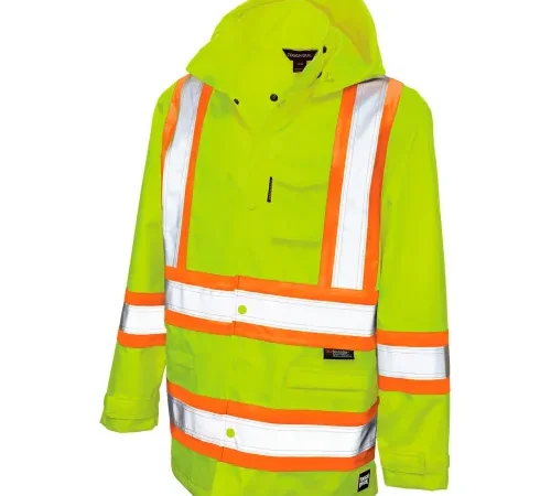 Tough Duck Ripstop Safety Rain Jacket, CSA Class 2 Level 2, S, Fluorescent Green-['2XL', '3XL', '4XL', '5XL', 'L', 'M', 'S', 'XL', 'XS']