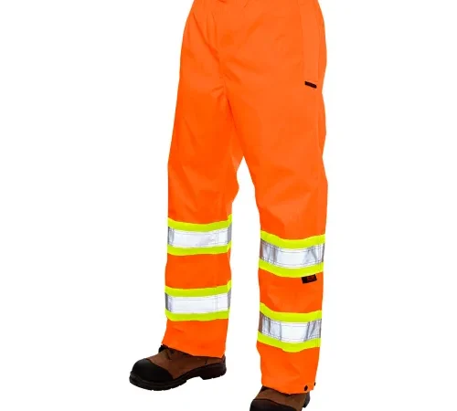 Tough Duck Pull On Ripstop Safety Rain Pants, CSA Class 3 Level 2, L, Fluorescent Orange-['2XL', '3XL', '4XL', '5XL', 'L', 'M', 'S', 'XL', 'XS']