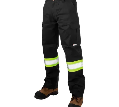 Tough Duck Relaxed Fit Twill Safety Cargo Utility Pants, 34"L Inseam x 38" Waist, Black-['30', '32', '34', '36', '38', '40', '42', '44']