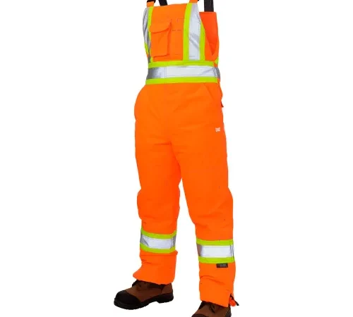 Tough Duck Insulated Flex Safety Bib Overall, XL, Fluorescent Orange-['L', 'M', 'S', 'XL']