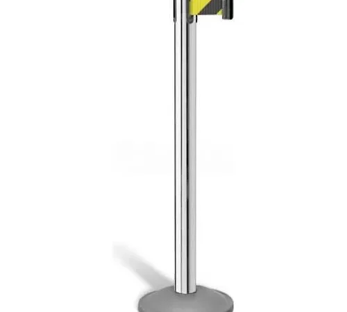 Chrome stanchion with black and yellow belt