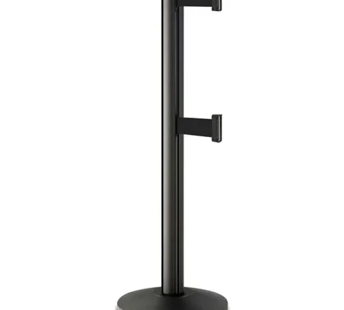 Black retractable belt stanchion with two connectors