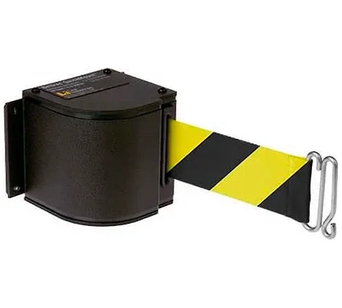 Wall-mounted retractable safety belt barrier