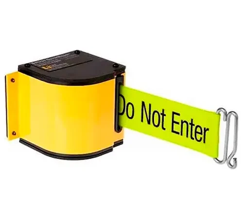 Yellow retractable belt reading "Do Not Enter