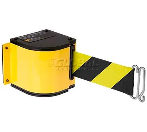 Yellow retractable safety belt barrier