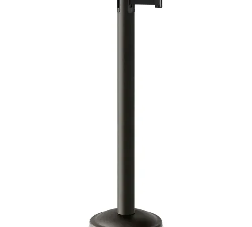 Black retractable queue barrier stanchion