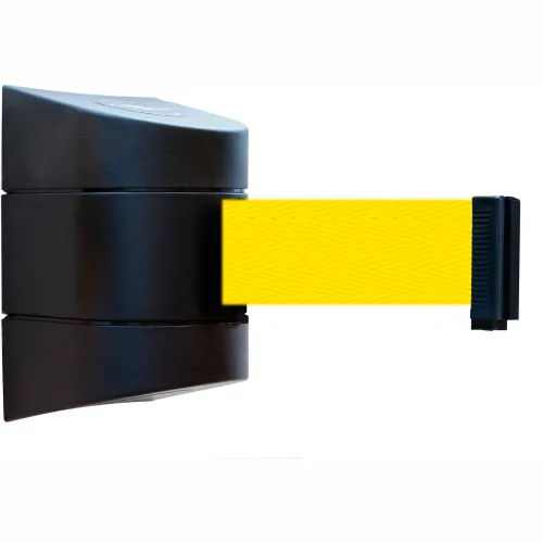 Wall-mounted retractable yellow safety belt