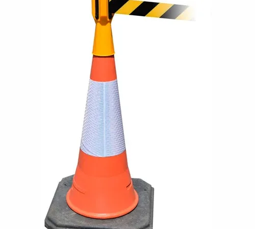 Tensabarrier Safety Crowd Control, Queue Cone Topper, Yellow With 7.5' Black/Yellow Retractable Belt