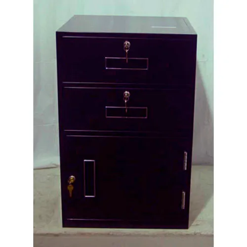 Fenco Lowboy Teller Pedestal Cabinet 604-B - 2 Drawers Right Hinged Door 18" x 19" x 27-7/8" Black