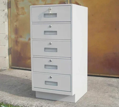 Fenco Teller Pedestal Cabinet S-214-B - 5 Drawers 19"W x 19"D x 38-1/2"H Black