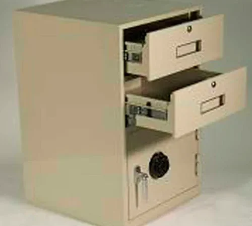 Fenco Lowboy Pedestal Safe S-620R-I - 2 Drawers Thick Full Right Hinged Door 19x19x27-7/8 Gray