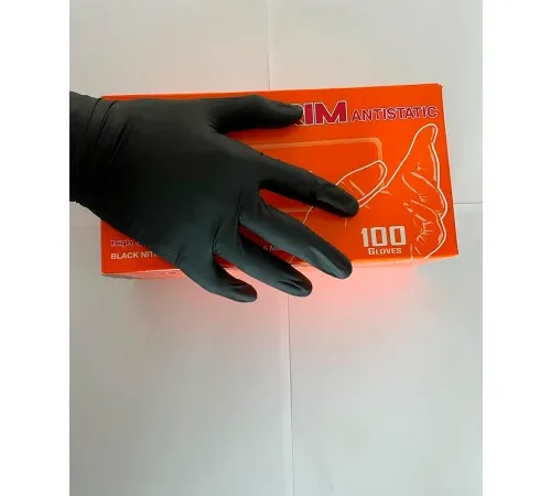 LPD Anti-Static Nitrile Gloves, Powder-Free, 5 Mil Thickness, Small, Black, Pack of 100