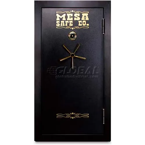 Black safe door with Mesa Safe Co. logo