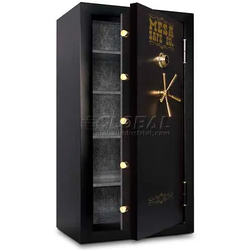 Tall black gun safe with open door