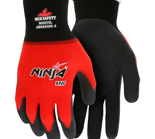 Red and black Ninja work gloves