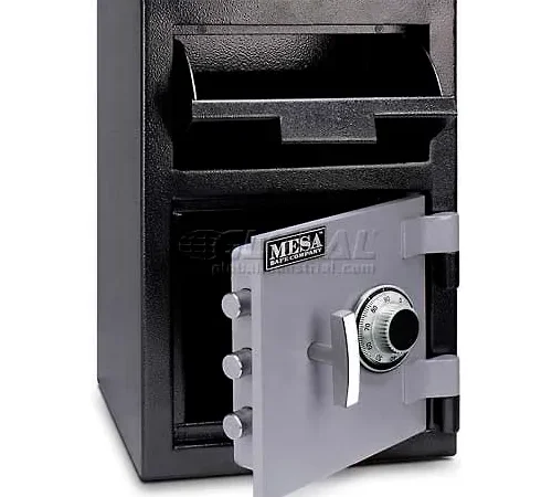 Open drop safe with deposit slot and dial