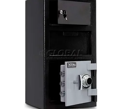 Black drop safe with open combination door