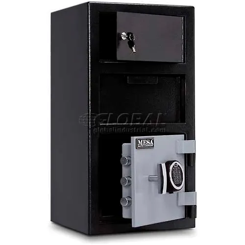 Black depository safe with open keypad door