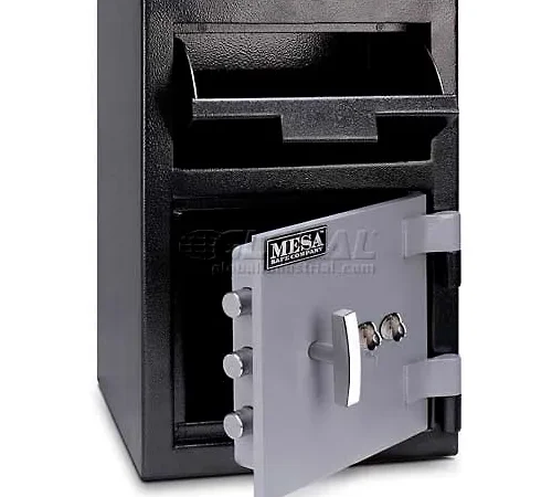 Black drop deposit safe with open door