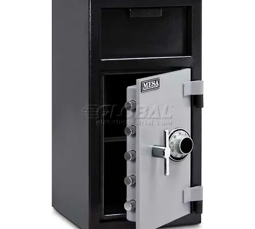 Black deposit safe with open combination lock