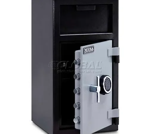 Black drop safe with open electronic lock