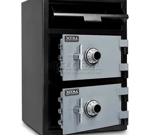 Black deposit safe with two combination locks