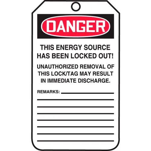 Accuform MLT407LTP Lockout Tag, Danger Locked Out Do Not Operate, HS-Laminate, 25/Pack - Image 2