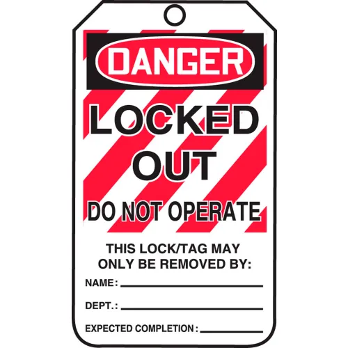 Accuform MLT407LTP Lockout Tag, Danger Locked Out Do Not Operate, HS-Laminate, 25/Pack