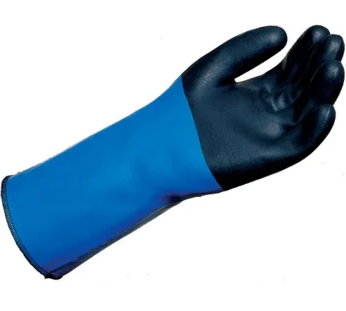 Blue and black chemical-resistant glove
