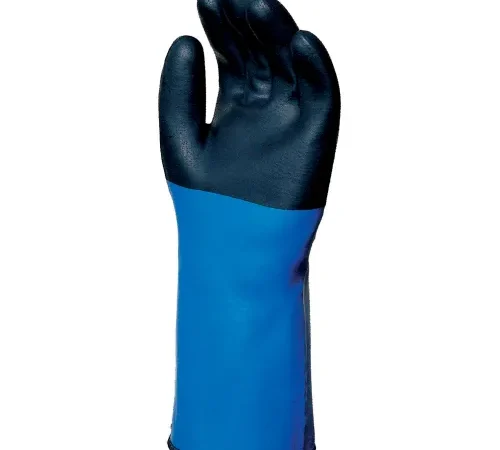 Blue and black chemical-resistant glove