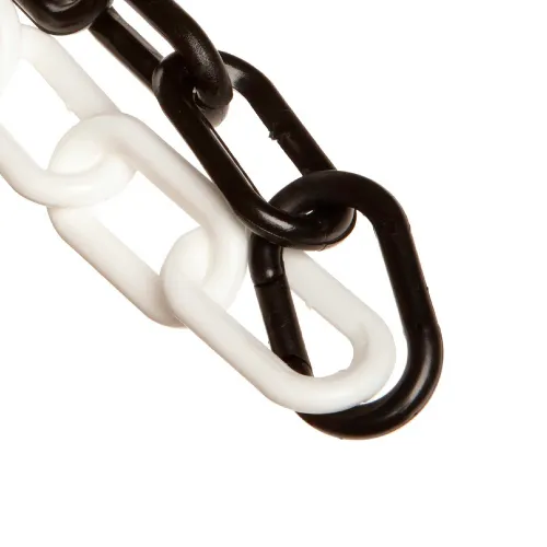 Mr. Chain® Alternating Plastic Barrier Chain, 1-1/2" x 100'L, Black/White