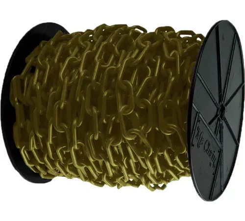 Mr. Chain® Plastic Chain Barrier On A Reel, 1-1/2 x 200'L, HDPE, Yellow