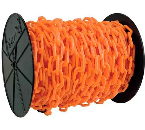 Mr. Chain® Plastic Chain Barrier On A Reel, 1-1/2 x 200'L, HDPE, Yellow