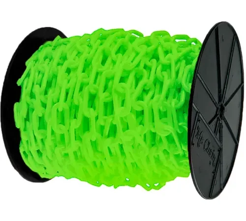 Mr. Chain® Plastic Chain Barrier On A Reel, 1-1/2 x 200'L, HDPE, Yellow
