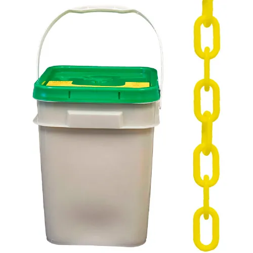 Mr. Chain® Plastic Barrier Chain In A Pail, 2" x 160'L, HDPE, Yellow