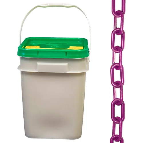 Mr. Chain® Plastic Barrier Chain In A Pail, 2" x 160'L, HDPE, Purple