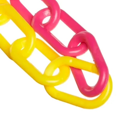 Mr. Chain® Alternating Plastic Barrier Chain, 2" x 100'L, Yellow/Pink