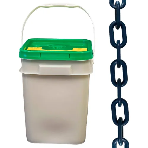 Mr. Chain® Plastic Barrier Chain In A Pail, 2" x 160'L, HDPE, Cobalt Blue