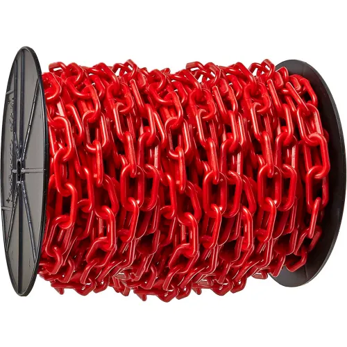 Mr. Chain® Plastic Barrier Chain, 2" x 125'L, HDPE, Red
