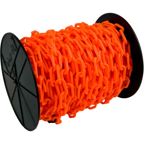 Mr. Chain® Plastic Barrier Chain, 2" x 125'L, HDPE, Traffic Orange