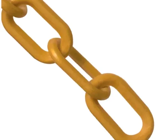 Mr. Chain® Heavy Duty Plastic Barrier Chain, 2" x 100'L, HDPE, Gold
