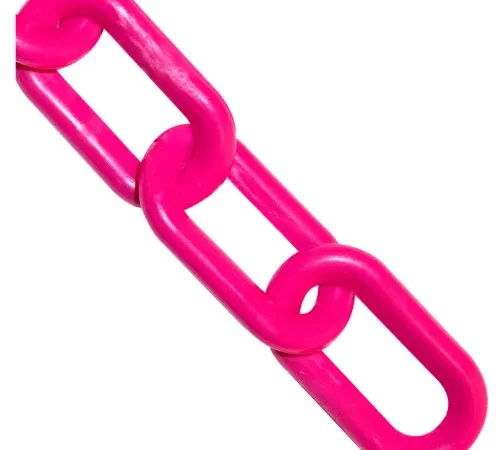 Mr. Chain® Heavy Duty Plastic Barrier Chain, 2" x 100'L, HDPE, Safety Pink