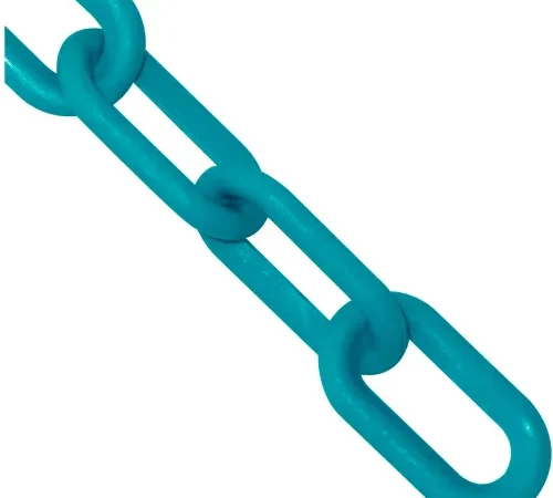 Mr. Chain® Heavy Duty Plastic Barrier Chain, 2" x 100'L, HDPE, Turquoise