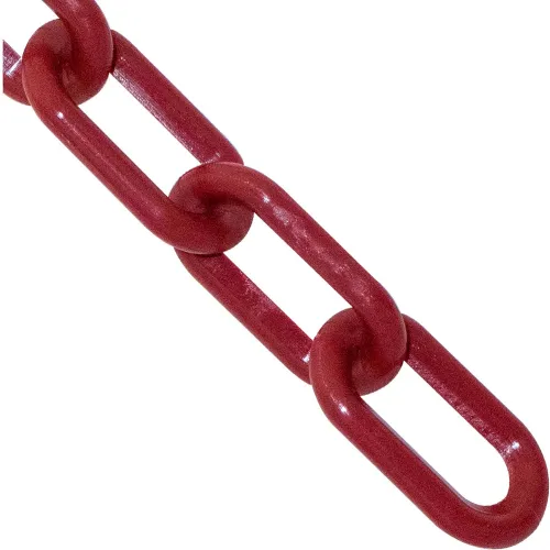 Mr. Chain® Heavy Duty Plastic Barrier Chain, 2" x 25'L, HDPE, Crimson
