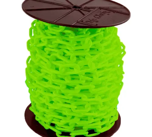 Mr. Chain® Heavy Duty Plastic Barrier Chain On A Reel, 2" x 100'L, HDPE, Safety Green