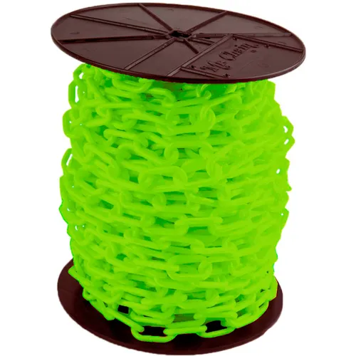 Mr. Chain® Heavy Duty Plastic Barrier Chain On A Reel, 2" x 100'L, HDPE, Safety Green
