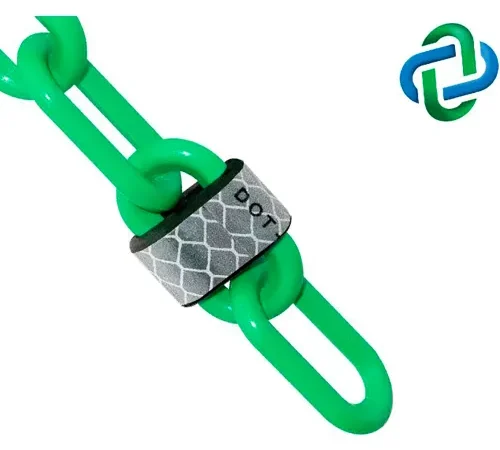 Mr. Chain® Reflective Plastic Barrier Chain, 2" x 100 ft, Green